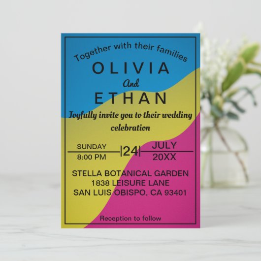 Abstrait Faire-part de mariage de couleur (Debout devant)