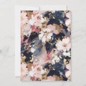 Abstrait Floral Blush & Navy Faire-part de mariage (Dos)