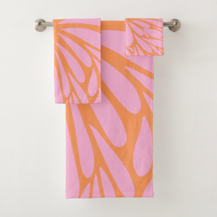 Abstrait floral éclat motif pastel orange & rose