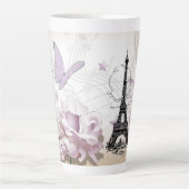 Abstrait Floral Paris Tour Eiffel Latte Mug (Devant)