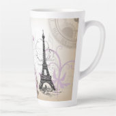 Abstrait Floral Paris Tour Eiffel Latte Mug (Droite)
