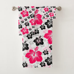 Abstrait Floral Rouge Noir Blanc
