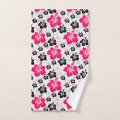 Abstrait Floral Rouge Noir Blanc (Serviette à main)