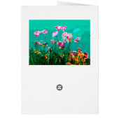 Abstrait floral turquoise violet, carte rose (Dos)