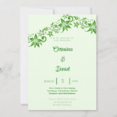 Abstrait Floral vert et Faire-part de mariage Feui (Devant)