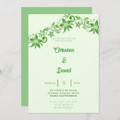 Abstrait Floral vert et Faire-part de mariage Feui (Devant / Derrière)
