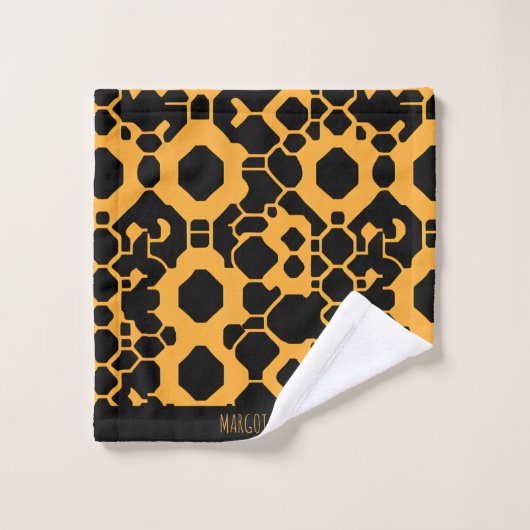 Abstrait Football demi-ton noir Jaune Motif (Gant de toilette)