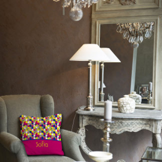 Abstrait fuchsia motif géométrique lancer oreiller