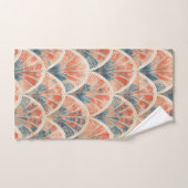 abstrait géométrique moderne Corail et Bleu (Serviette à main)