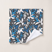abstrait, géométrique, motif, noir et bleu (Gant de toilette)
