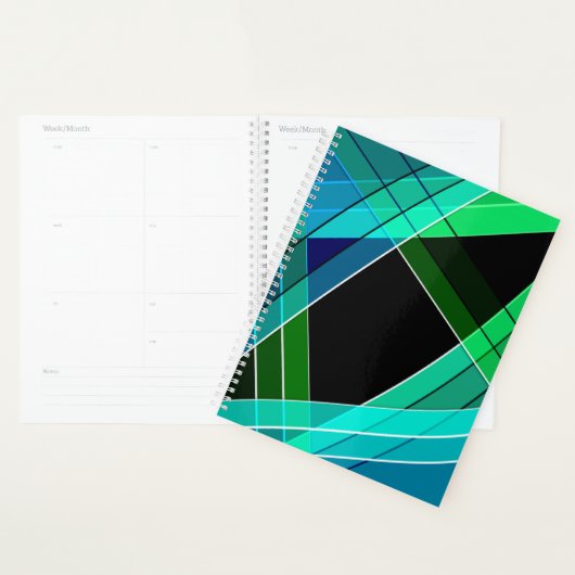 Abstrait, géométrique, vert, bleu, noir (Devant avec enveloppe)