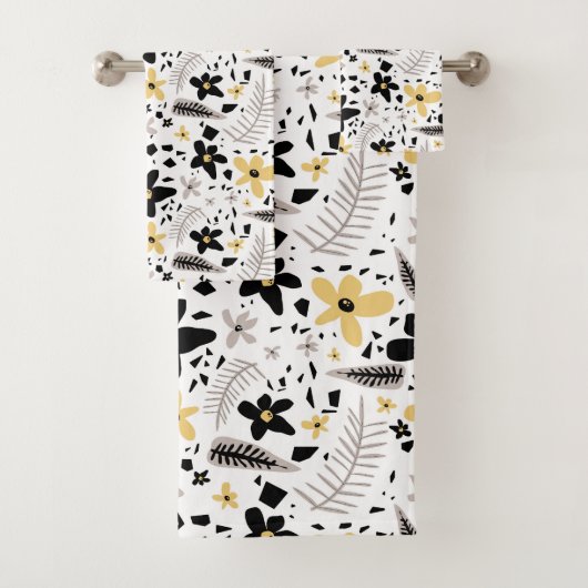 Abstrait Gris jaune noir gris sans joint motif flo (En situation)