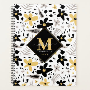 Abstrait Gris jaune noir gris sans joint motif flo