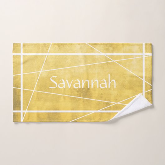 Abstrait gris jaune simple Votre nom rayé (Serviette à main)