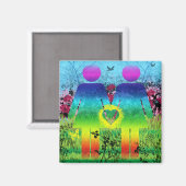 Abstrait Grunge Rainbow Love Magnet (Recto/Verso)