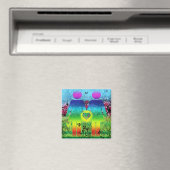 Abstrait Grunge Rainbow Love Magnet (In Situ (Lave-vaisselle))