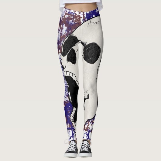 Abstrait hurler crâne Crazy Leggings (Devant)
