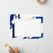 Abstrait Indigo Blue Brushstrokes Carte pour notes (Devant/Arrière en situation)