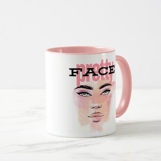 Abstrait joli visage café Mug (Devant droit)