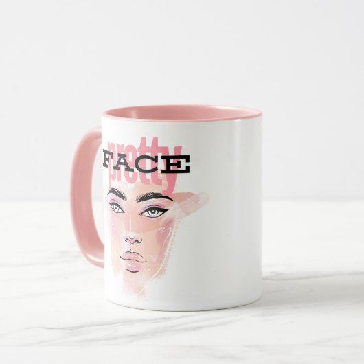Abstrait joli visage café Mug (Devant gauche)