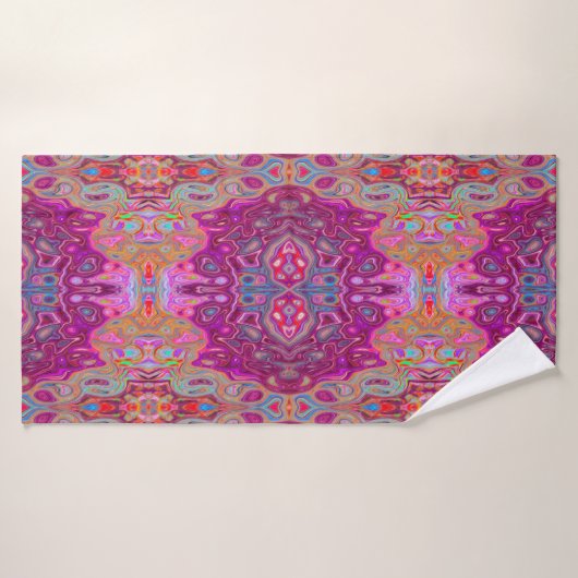 Abstrait Magenta Pink, Bleu et Rouge Motif Super (Serviette de bain)