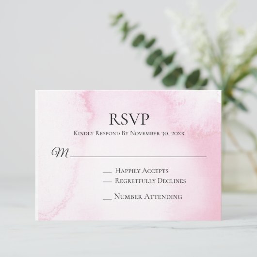 *~* Abstrait Mariage rose pâle et rose RSVP Insert (Debout devant)