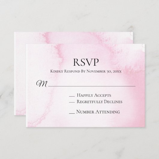 *~* Abstrait Mariage rose pâle et rose RSVP Insert (Devant / Derrière)