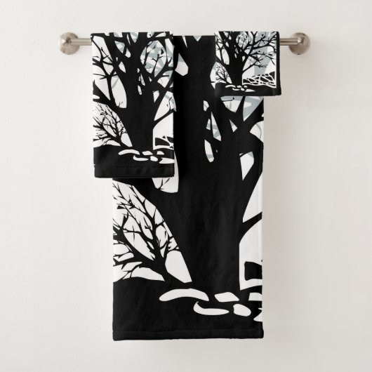 Abstrait moderne arbre noir silhouette ombre blanc (En situation)