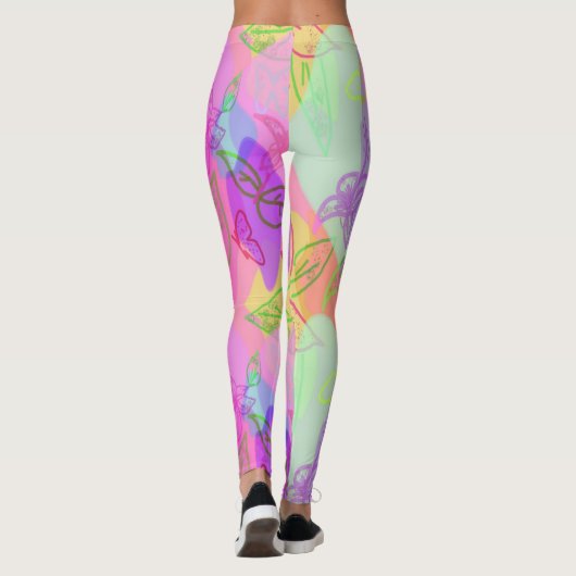 Abstrait moderne avec Motif de fleurs Legging (Dos)