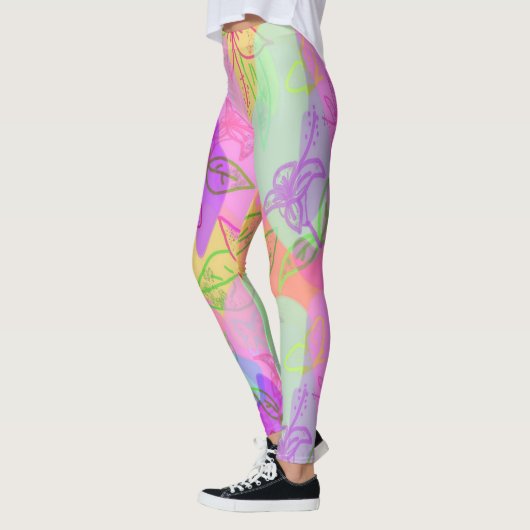 Abstrait moderne avec Motif de fleurs Legging (Gauche)