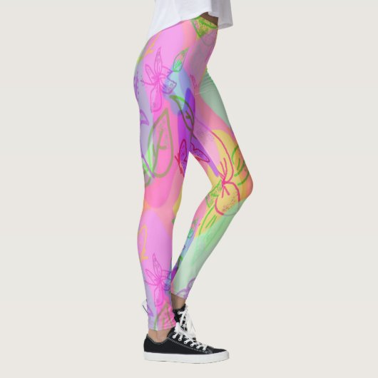 Abstrait moderne avec Motif de fleurs Legging (Droite)