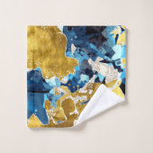 Abstrait, moderne, collage, or, bleu marine (Gant de toilette)