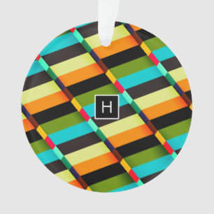 Abstrait Moderne Coloré Rayures & Monogramme