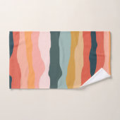 Abstrait moderne coloré Wavy Stripe Neutre (Serviette à main)