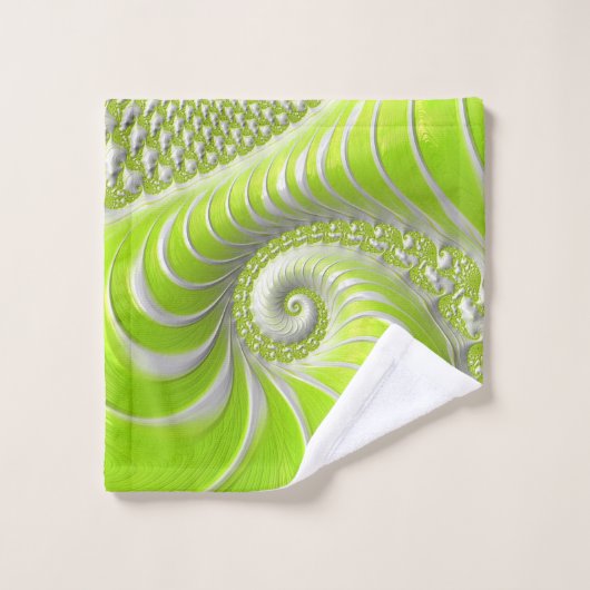Abstrait Moderne Lime Green Spiral Fractal (Gant de toilette)
