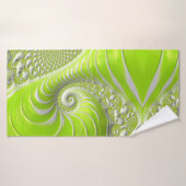 Abstrait moderne Lime Green Spiral Fractal Motif (Serviette de bain)