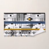 Abstrait moderne noir blanc jaune ornement géomet (Serviette à main)