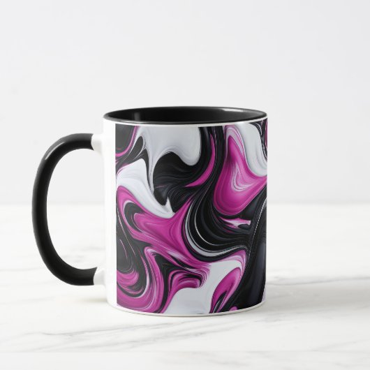 Abstrait moderne Noir, Blanc, Mug d'art magenta (Gauche)