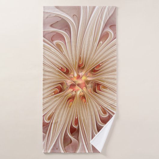 Abstrait Moderne Peach Pastel Flower Fractal Art (Serviette de bain)