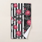 Abstrait moderne roses rouges feuilles croisées fl (Serviette à main)