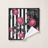 Abstrait moderne roses rouges feuilles croisées fl (Gant de toilette)