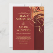 Abstrait moderne rouge et beige. Faire-part de mar (Devant)