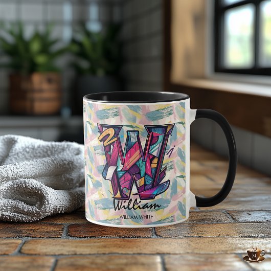 Abstrait Monogramme Mug - W pour William