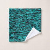 Abstrait Motif Turquoise Noir (Gant de toilette)