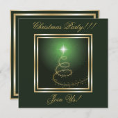 Abstrait Noël Tree Party Invitation verte (Devant / Derrière)