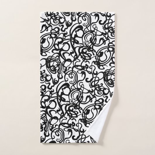 Abstrait noir blanc moderne (Serviette à main)