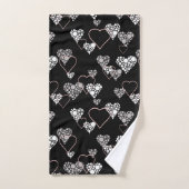 Abstrait noir blanc Valentines Jour coeurs amour s (Serviette à main)