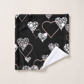 Abstrait noir blanc Valentines Jour coeurs amour s (Gant de toilette)