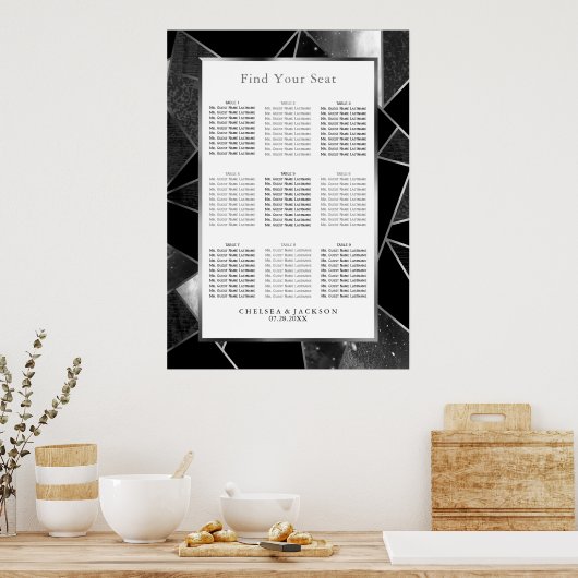 Abstrait noir et argent - Tableau de sièges (9) (Cuisine)