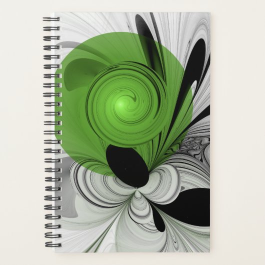 Abstrait noir et blanc avec art fractal vert (Devant)